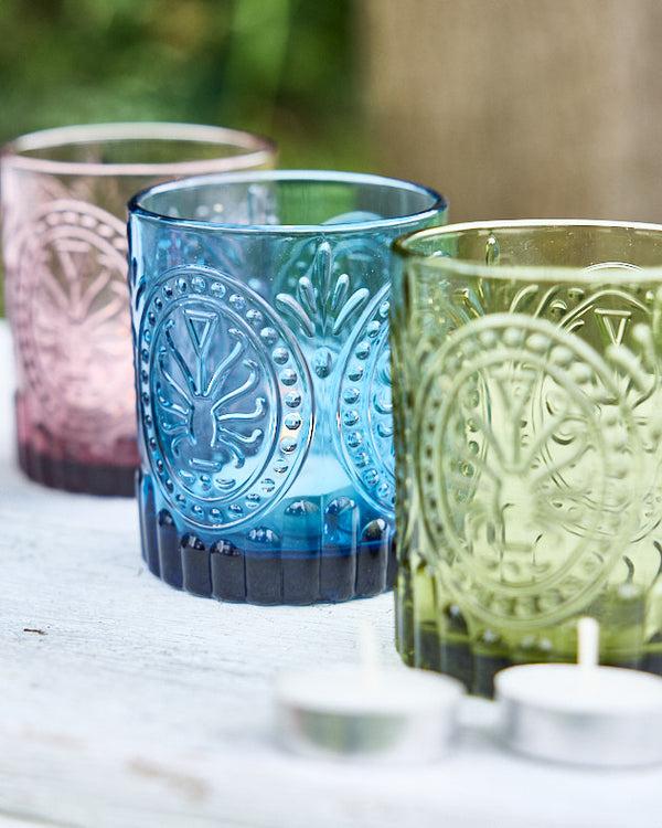 Dibor Set Of 4 Coloured Glass Tea Light Holders
