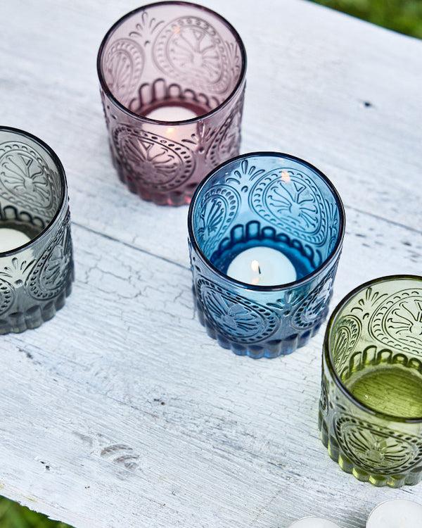 Dibor Set Of 4 Coloured Glass Tea Light Holders