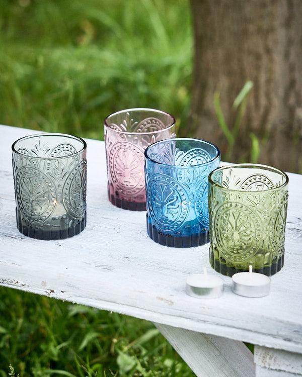 dibor Set of 4 Coloured Glass Tea Light Holders
