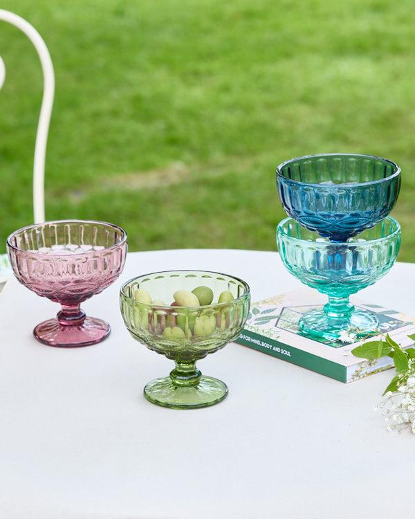 Dibor Set Of 4 Footed Glass Dessert Bowls
