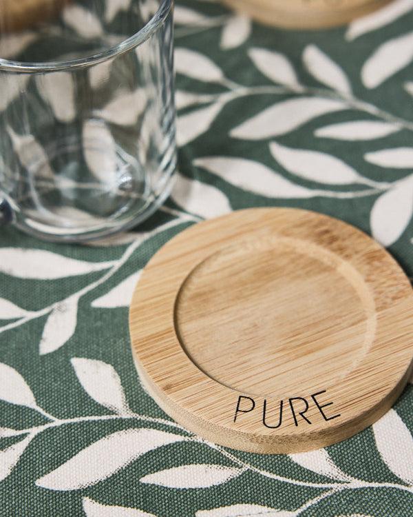 Dibor Set Of 4 Glass Mugs & Bamboo Coasters