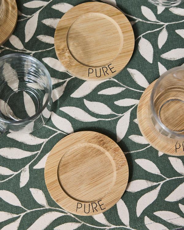 Dibor Set Of 4 Glass Mugs & Bamboo Coasters