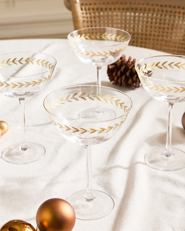 Dibor Set Of 4 Gold Leaf Martini Glasses