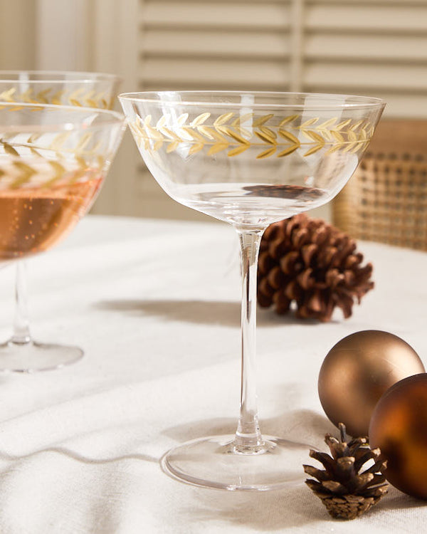 Dibor Set Of 4 Gold Leaf Martini Glasses