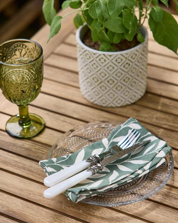 dibor Set of 4 Green Leaf Cotton Napkins