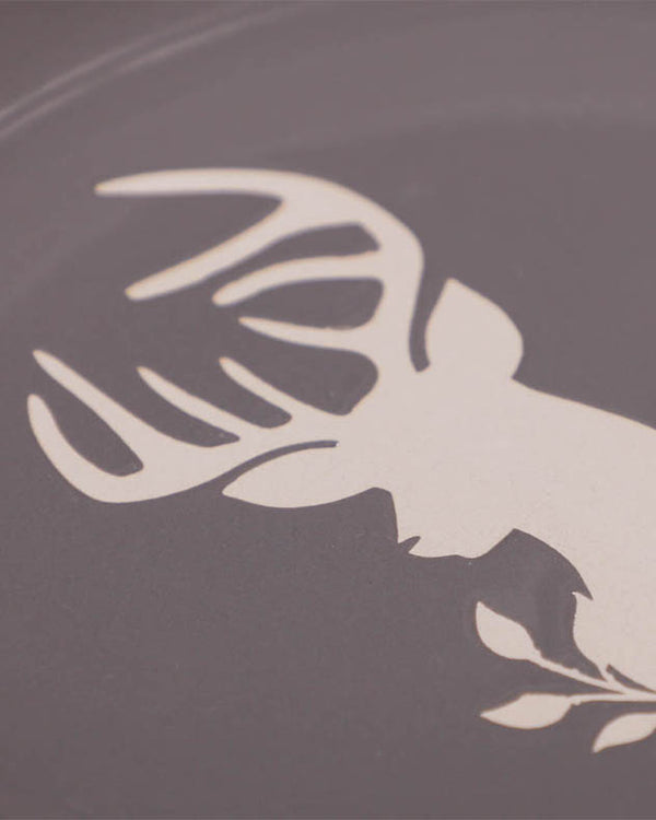 Dibor Set Of 4 Grey Stoneware Reindeer Side Plates