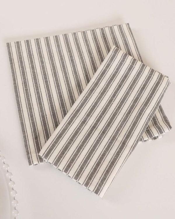 Dibor Set Of 4 Grey Stripe Fabric Napkins
