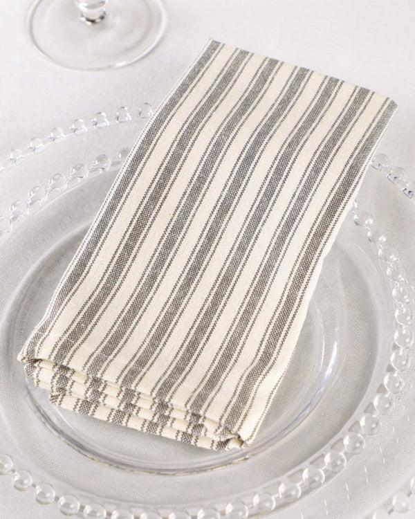 Dibor Set Of 4 Grey Stripe Fabric Napkins