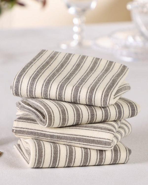 dibor Set of 4 Grey Stripe Fabric Napkins
