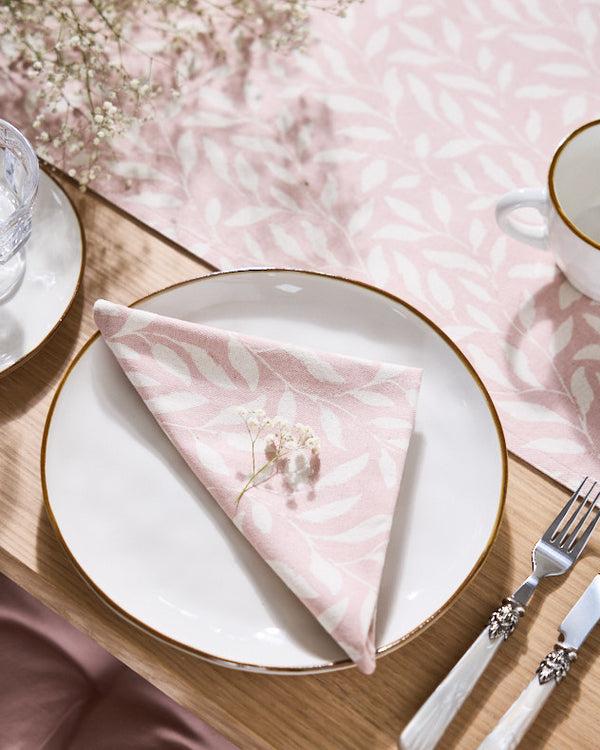 dibor Set of 4 Pink Leaf Cotton Napkins