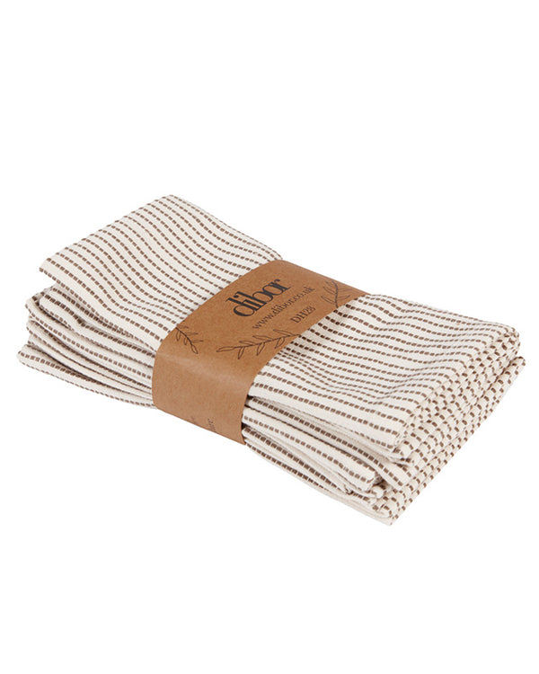 Dibor Set Of 4 Ticking Stripe Cotton Napkins