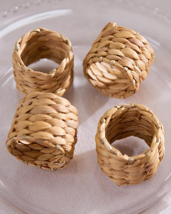 Dibor Set Of 4 Water Hyacinth Napkin Rings