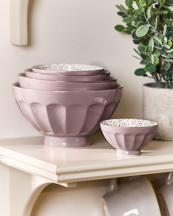 dibor Set of 5 Lilac Patterned Bowls