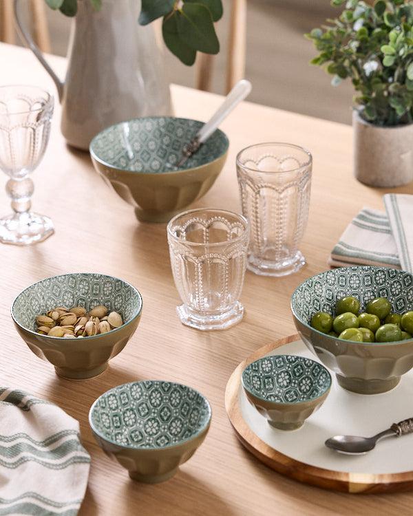 Dibor Set Of 5 Sage Green Patterned Bowls