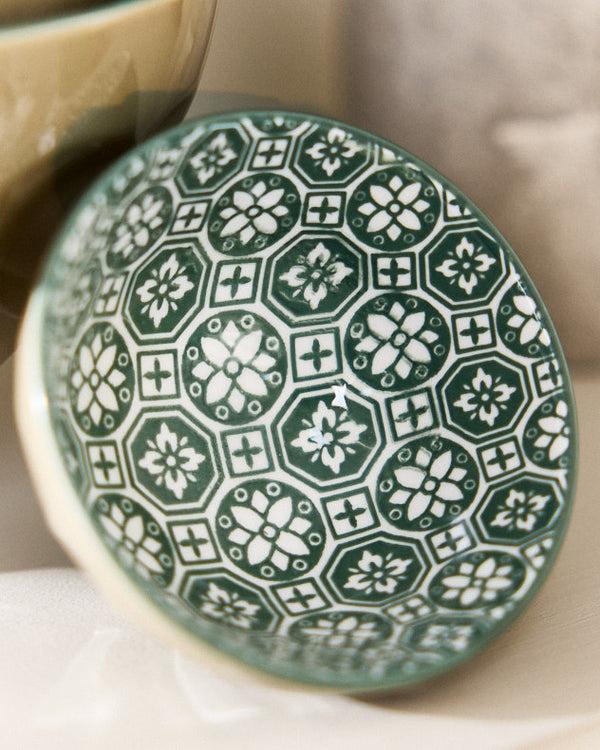 Dibor Set Of 5 Sage Green Patterned Bowls