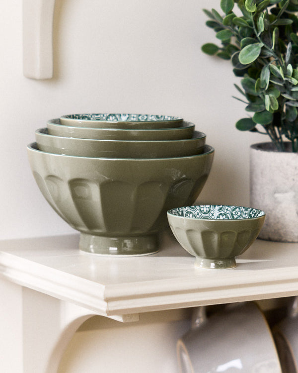 dibor Set of 5 Sage Green Patterned Bowls