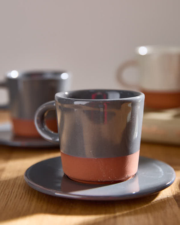 Dibor Set Of 6 Espresso Mugs With Plates