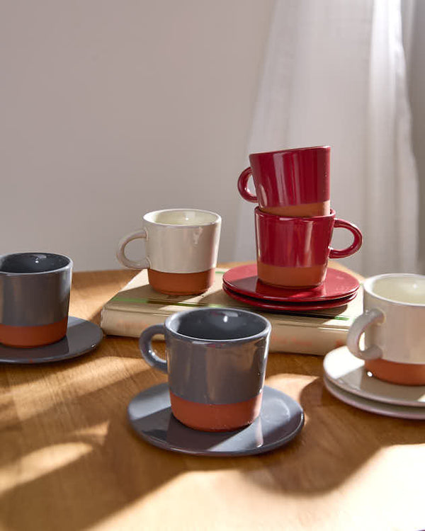 dibor Set of 6 Espresso Mugs With Plates