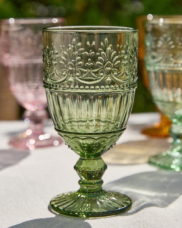Dibor Set Of 6 Pastel Embossed Wine Goblets