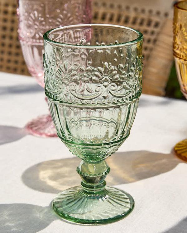 Dibor Set Of 6 Pastel Embossed Wine Goblets