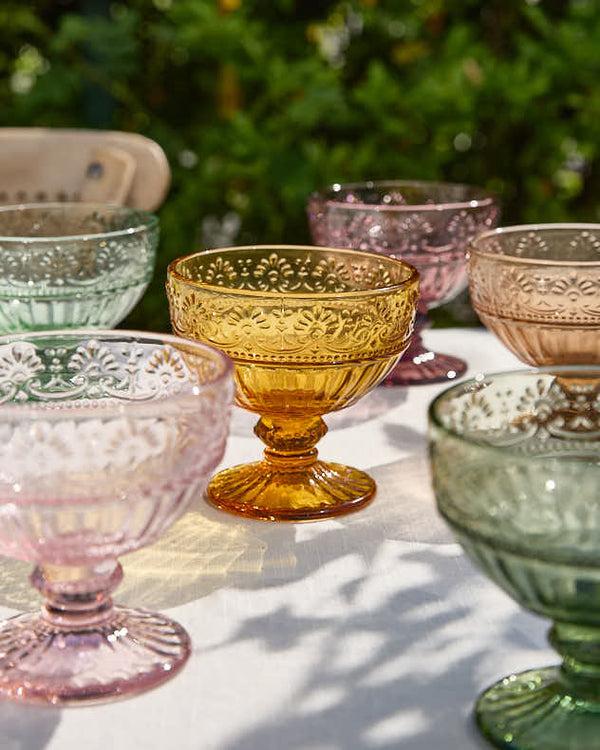Dibor Set Of 6 Pastel Footed Glass Bowls