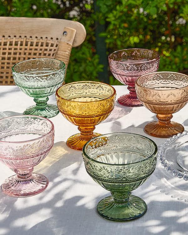 dibor Set of 6 Pastel Footed Glass Bowls
