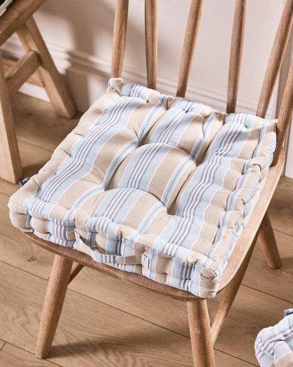 Dibor Set Of Blue Stripe Seat Cushions