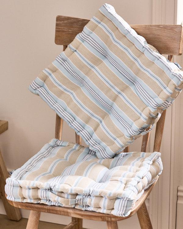 Dibor Set Of Blue Stripe Seat Cushions