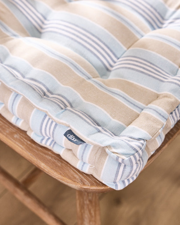 Dibor Set Of Blue Stripe Seat Cushions