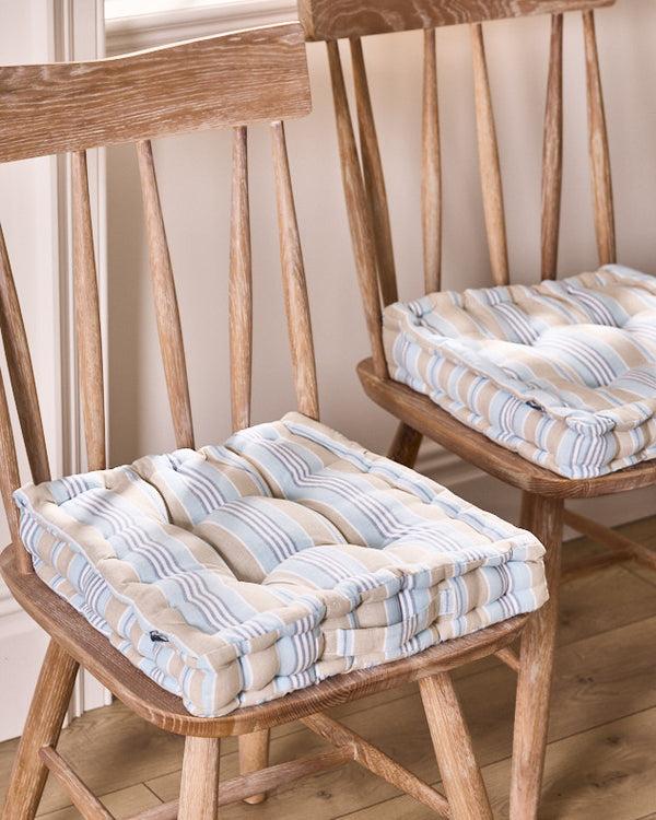 dibor Set of Blue Stripe Seat Cushions