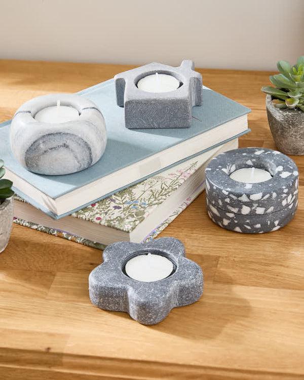 dibor Set of Four Marble Tealight Holders