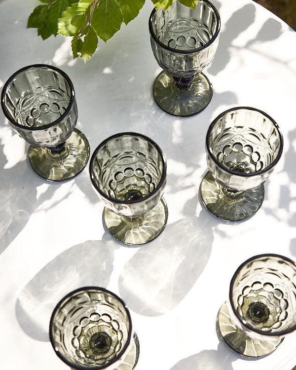 Dibor Set Of Smoky Grey Wine Goblets