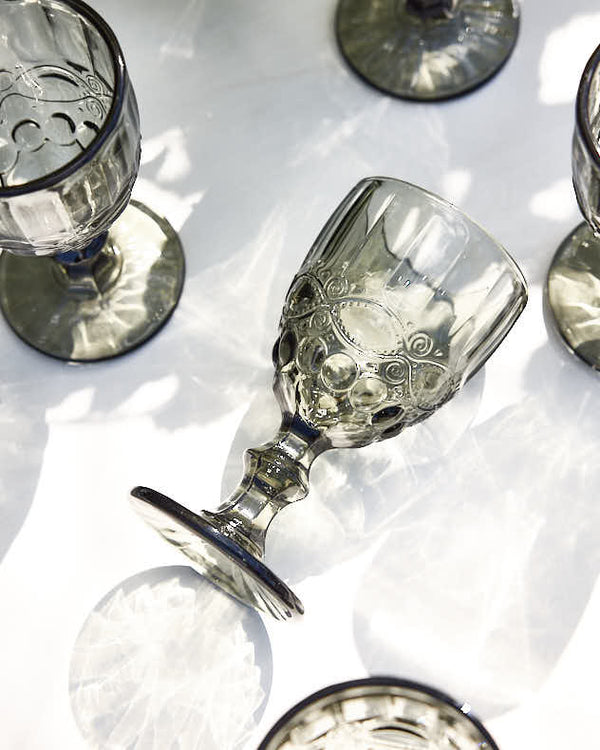 Dibor Set Of Smoky Grey Wine Goblets