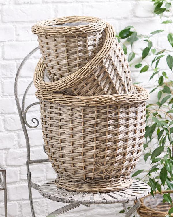 Dibor Set Of Three French Woven Planters