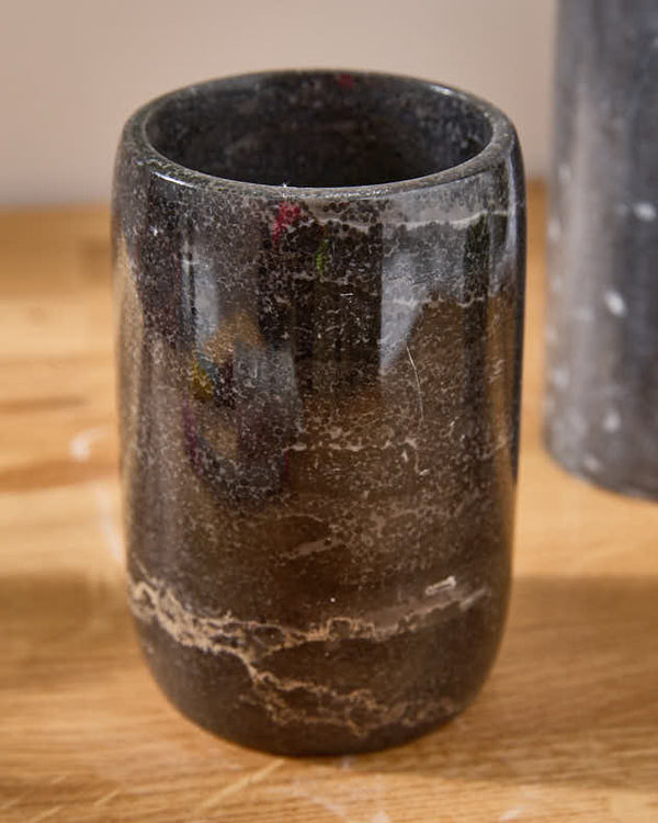Dibor Set Of Two Marble Bathroom Containers
