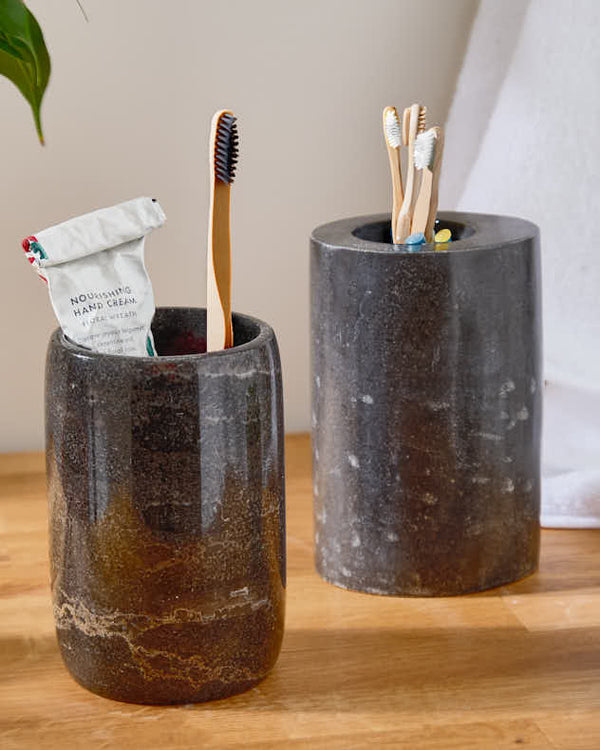 dibor Set of Two Marble Bathroom Containers