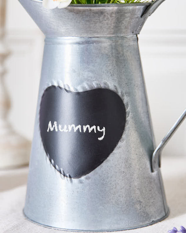 Dibor Silver Jug Vase With Chalkboard Heart