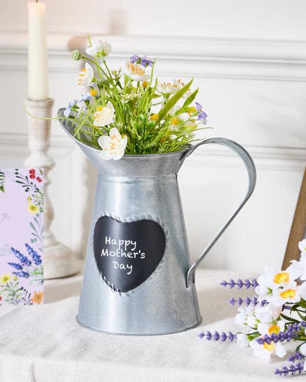 dibor Silver Jug Vase with Chalkboard Heart
