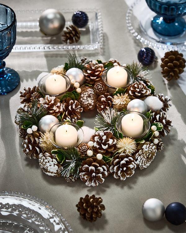 dibor Silver Round Tealight Centrepiece