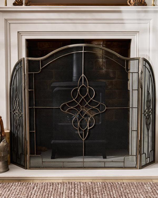 Dibor Silver Three-Fold Fire Screen