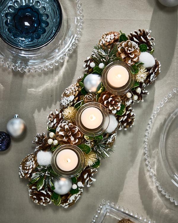 Dibor Silver Triple Tealight Holder