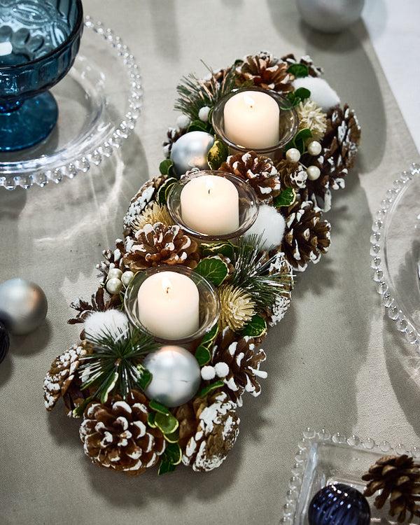 dibor Silver Triple Tealight Holder