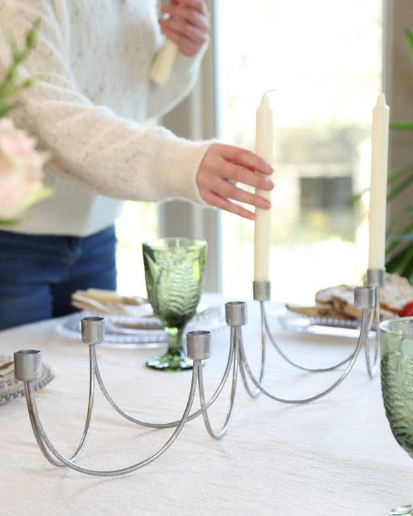 Dibor Silver Wave Taper Candle Holder