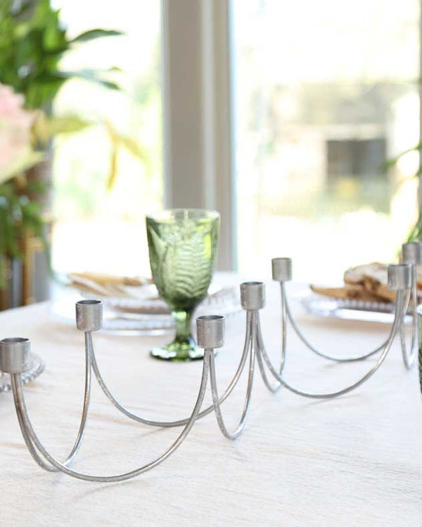 Dibor Silver Wave Taper Candle Holder