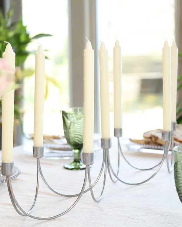 dibor Silver Wave Taper Candle Holder