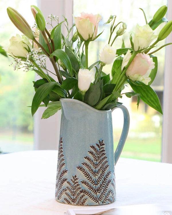 Dibor Sky Blue Fern Pitcher Jug Vase
