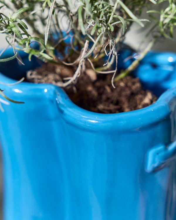 Dibor Small Bright Blue Welly Boot Planter