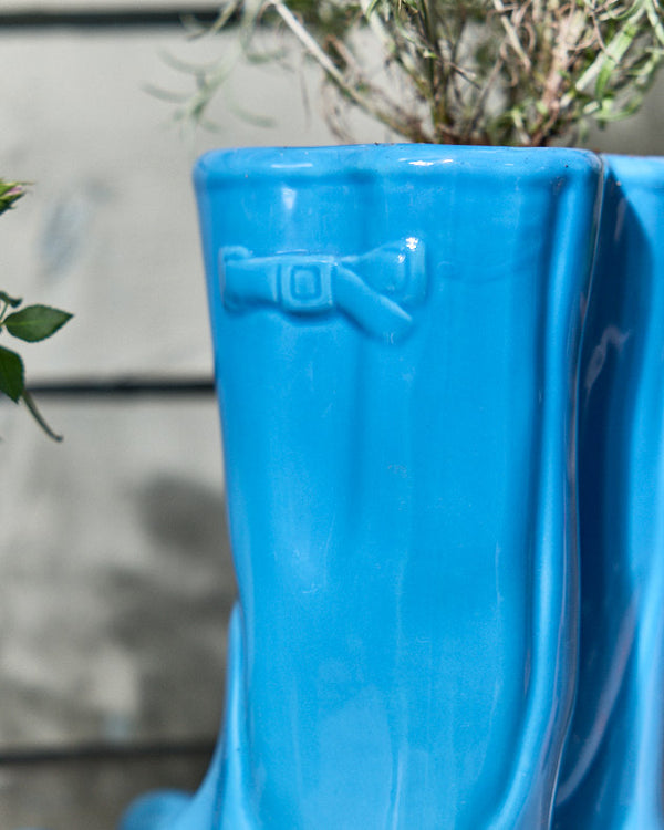 Dibor Small Bright Blue Welly Boot Planter