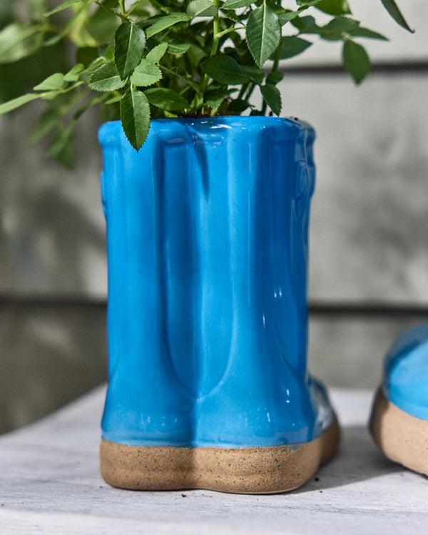 Dibor Small Bright Blue Welly Boot Planter