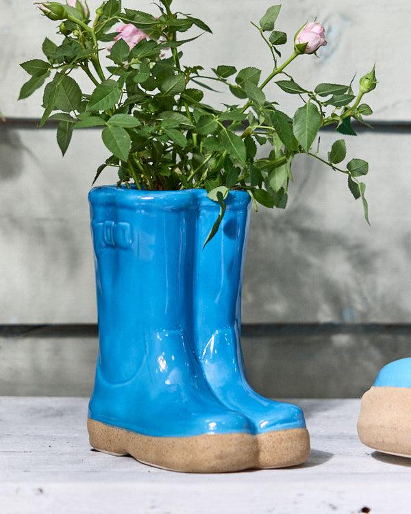 dibor Small Bright Blue Welly Boot Planter